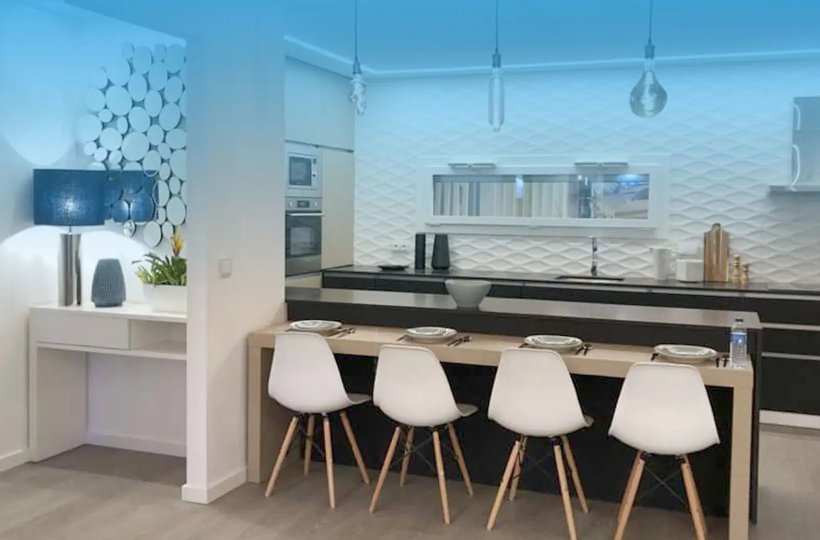 Showroom da Clickhouse com amostras de materiais e acabamentos